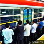 Home 18 철도 시스템 오작동 사례 분석 - **Prompt: Bangkok Commuter's Frustration During a Train Delay**
A highly detailed photograph cap...