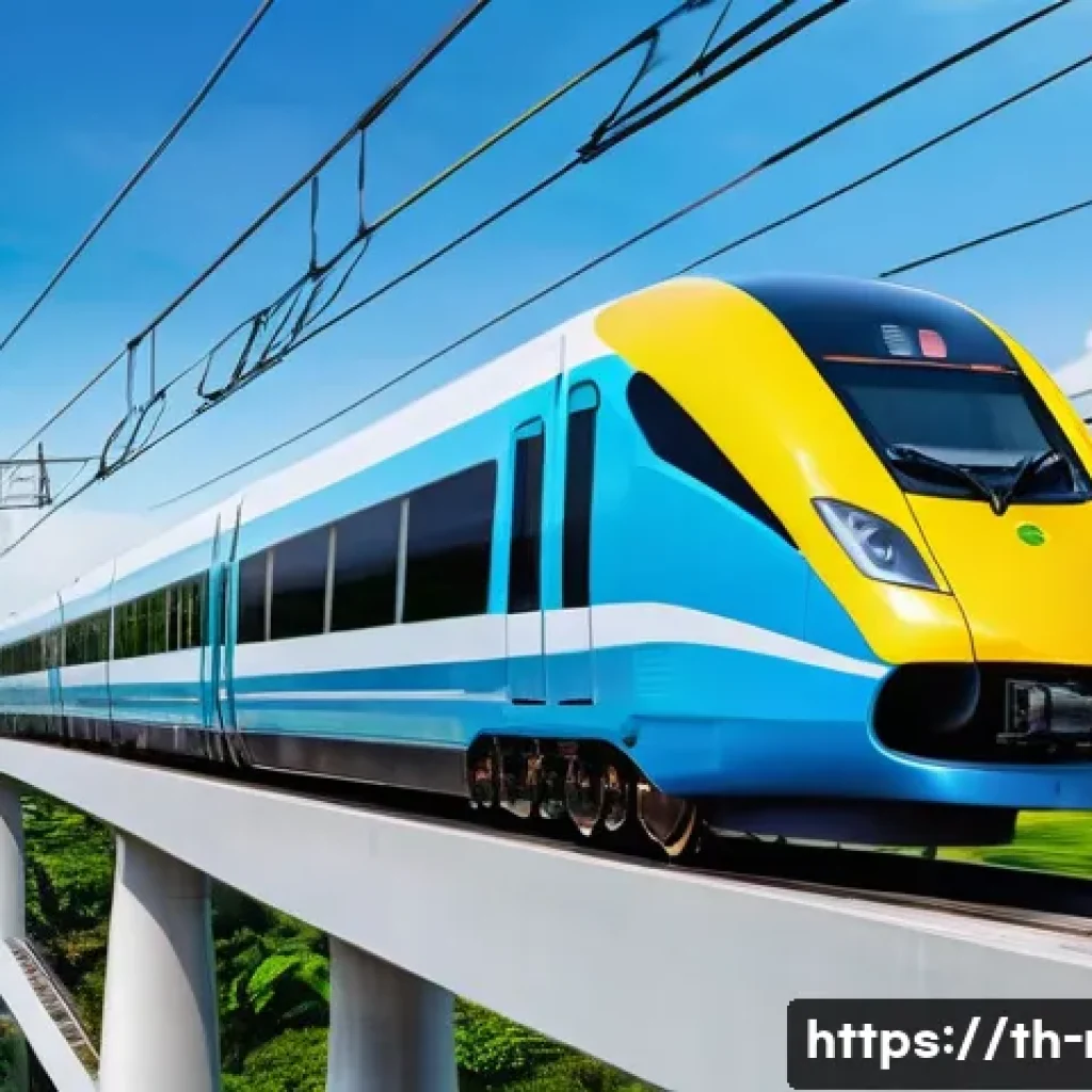 철도 전문가로 성장하는 법 - A modern electric high-speed train speeding along a sleek, elevated railway track in Thailand during...