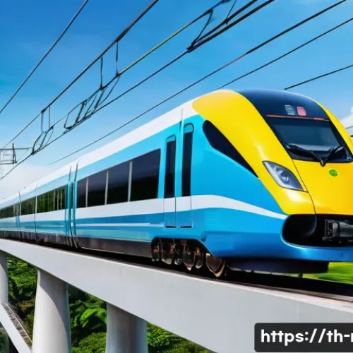 철도 전문가로 성장하는 법 - A modern electric high-speed train speeding along a sleek, elevated railway track in Thailand during...