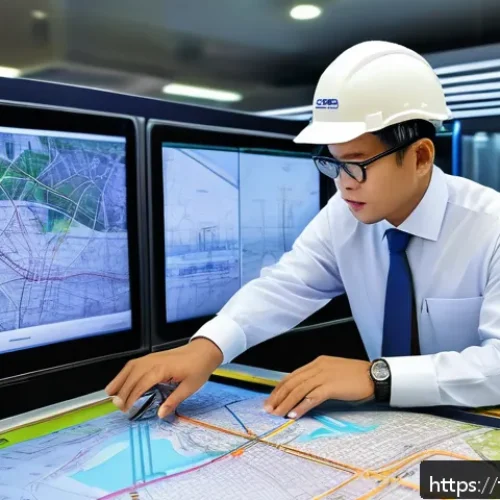 철도기사와 철도기술사 차이점 - A detailed engineering workspace scene showcasing a Thai railway engineer in professional attire, wo...